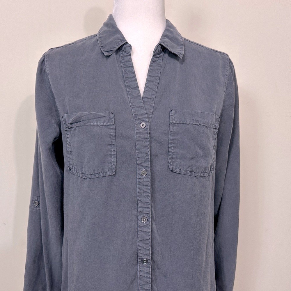EUC Tinsel 100% Lyocell Long Sleeve w Roll Up Straps Metal Buttons Up Shirt M/L - Picture 6 of 16